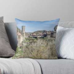 Panoramic View of Rupit i Pruit (Catalonia) - Throw Pillow