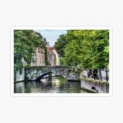 Meestraat Bridge in Bruges - Glossy Sticker