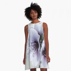 White Almond Flowers - A-Line Dress