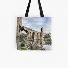 Besalu Romanesque Bridge (Catalonia) - All Over Print Tote Bag
