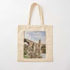 Besalu Romanesque Bridge (Catalonia) - Cotton Tote Bag