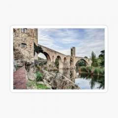 Besalu Romanesque Bridge (Catalonia) - Glossy Sticker
