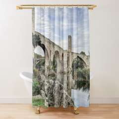 Besalu Romanesque Bridge (Catalonia) - Shower Curtain