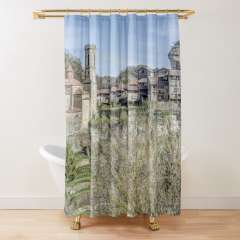 Panoramic View of Rupit i Pruit (Catalonia) - Shower Curtain