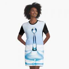 Blue Water Drop - Graphic T-Shirt Dress