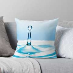 Blue Water Drop - Throw Pillow